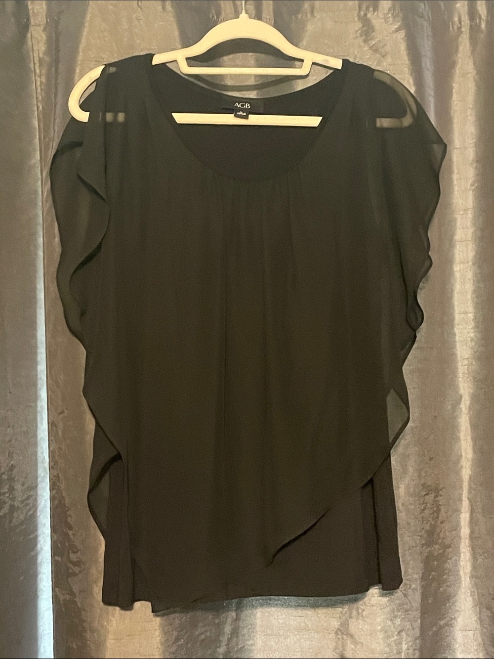 AGB Black Layered Flutter Sleeve Blouse